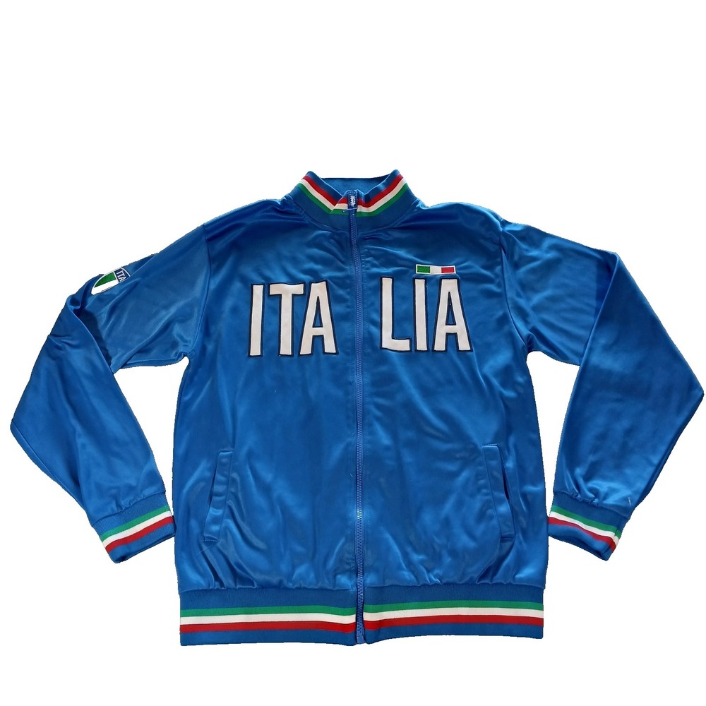 Volare Italia Track Jacket Mens XL Blue Full Zip Soccer Italy Flag Embroidered